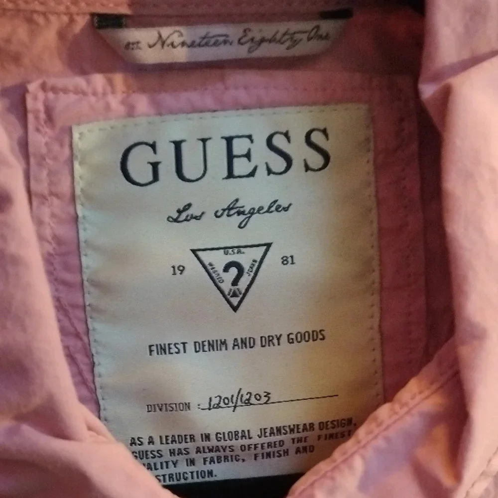 Guess Pink Button Down Casual Shirt Tailored Fit - Picture 2 of 9